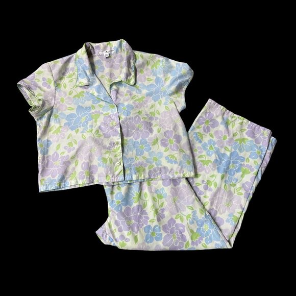Tommy Hilfiger Other - Womens Floral Pajama Set Large Tommy Hilfiger Purple Blue Green Sleepwear Flower
